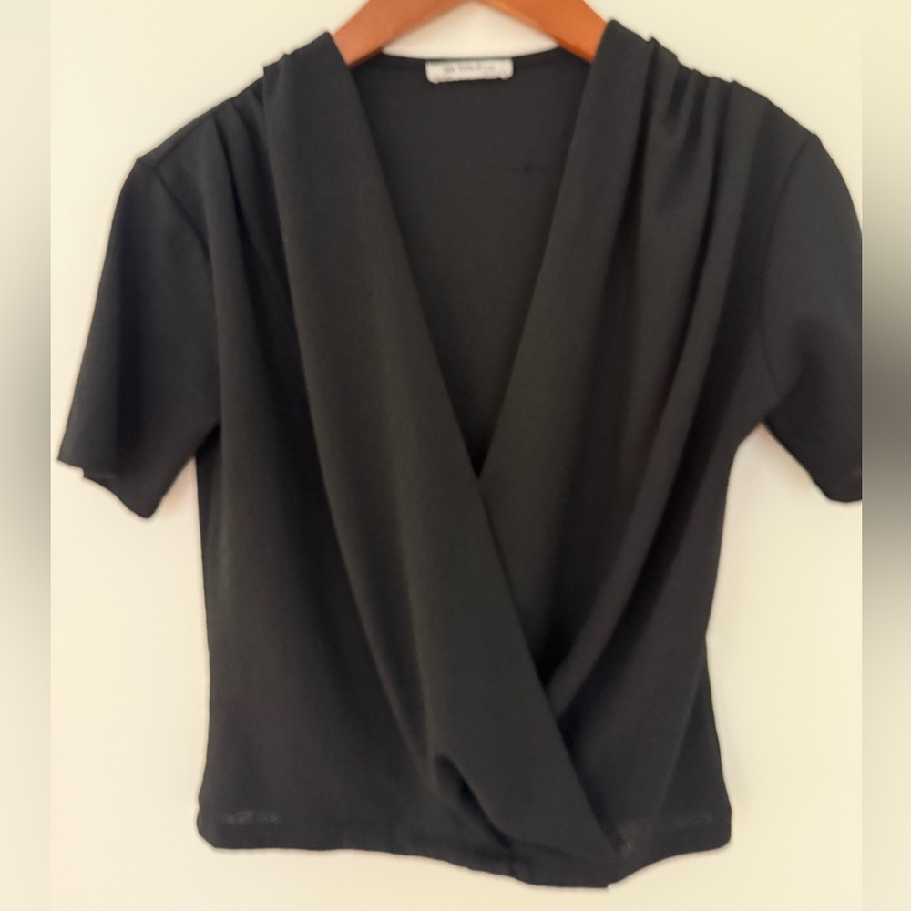 ZARA TRAFALUC Black Wrap Top Blouse Shirt Size S
